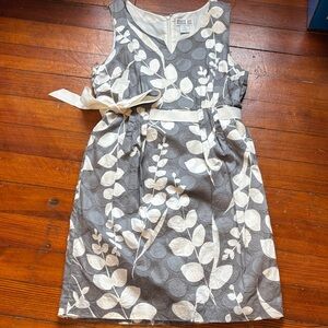 Robbie Bee Gray and Ivory Floral Sash Mini Dress